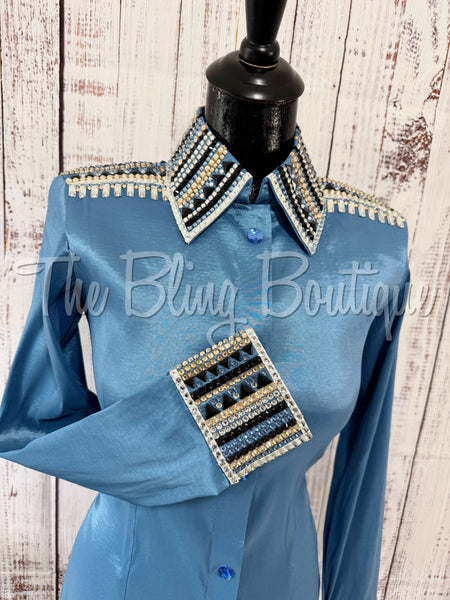 Periwinkle, Smokey blue, Tan & Black Day Shirt Set (XS/S)