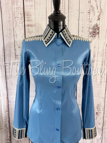 Periwinkle, Smokey blue, Tan & Black Day Shirt Set (XS/S)