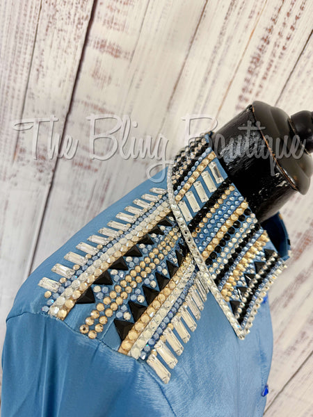 Periwinkle, Smokey blue, Tan & Black Day Shirt Set (XS/S)