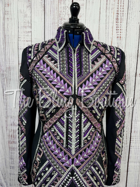 Purple, Lilac, Charcoal Grey & White Showmanship Jacket (Large)