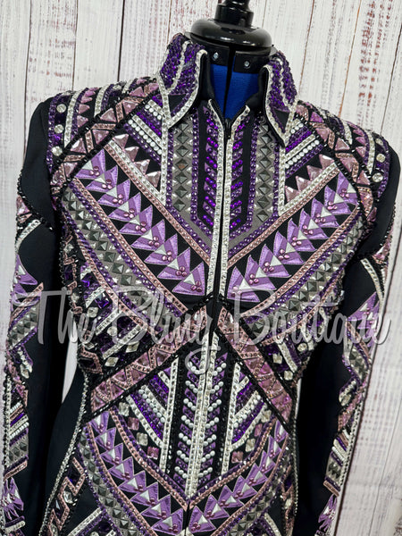 Purple, Lilac, Charcoal Grey & White Showmanship Jacket (Large)