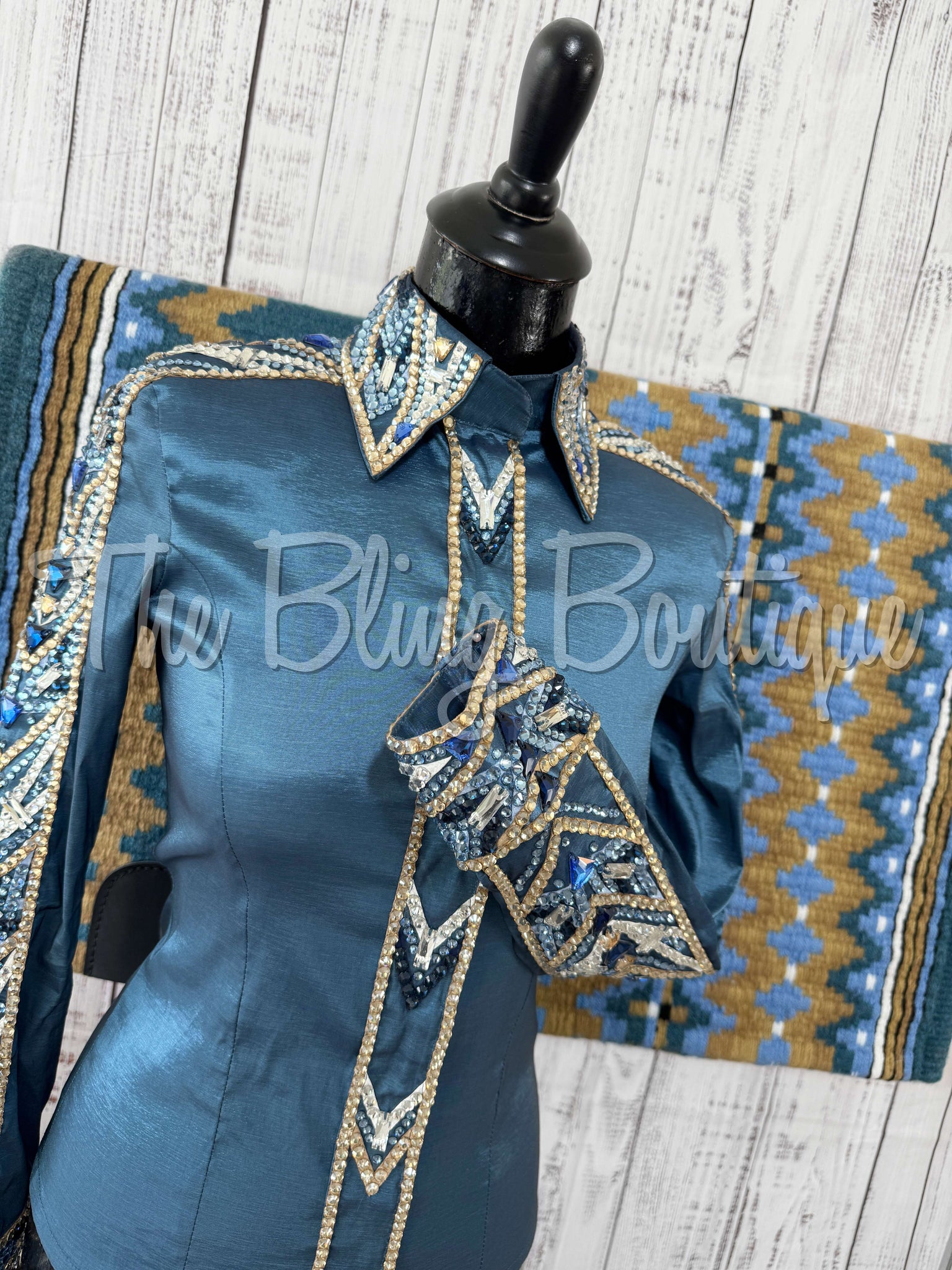 RE-ORDER Smokey Blue, Periwinkle, Tan & White Day Shirt Set (Choose Your Size)