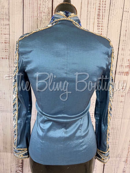 RE-ORDER Smokey Blue, Periwinkle, Tan & White Day Shirt Set (Choose Your Size)