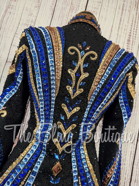 Black, Royal Blue, Light Blue, Rose Gold & Tan Showmanship Jacket (Small)