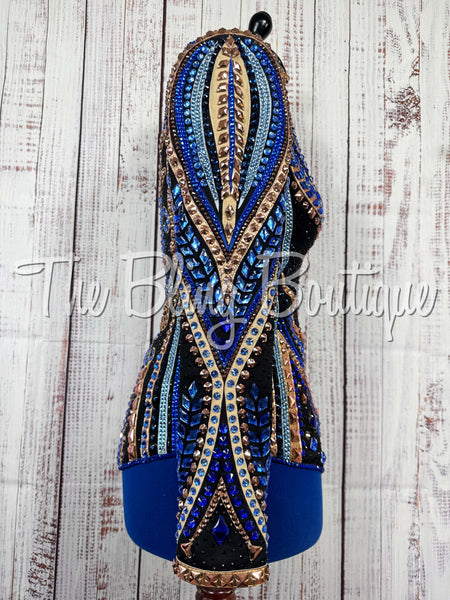 Black, Royal Blue, Baby Blue, Rose Gold & Tan Showmanship Jacket (Medium)