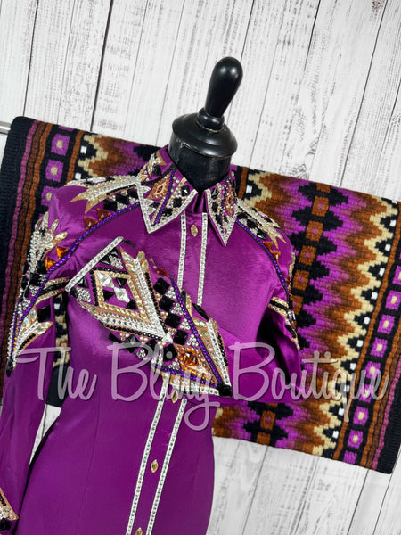 Berry, Copper, Tan, Black & White Day Shirt Set (Small)
