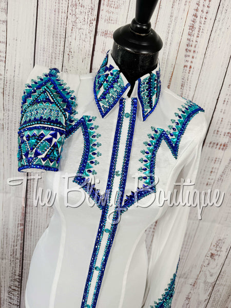 White, Turquoise & Blue Day Shirt Set (Small)