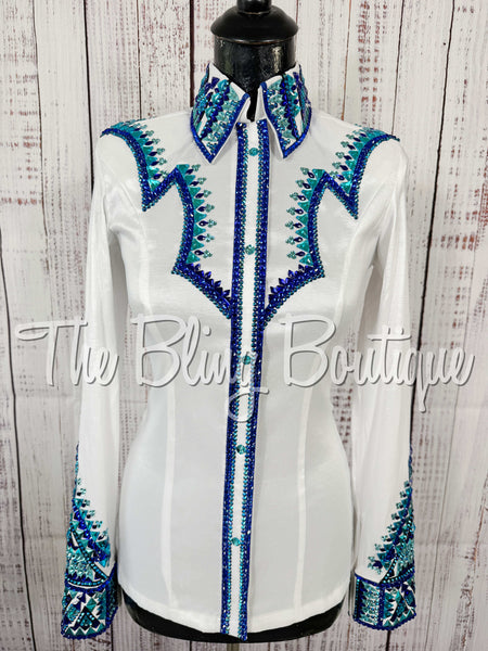 White, Turquoise & Blue Day Shirt Set (Small)