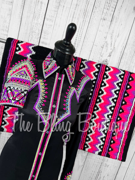 Black, Hot Pink, Bright Purple & AB Day Shirt Set (Small)