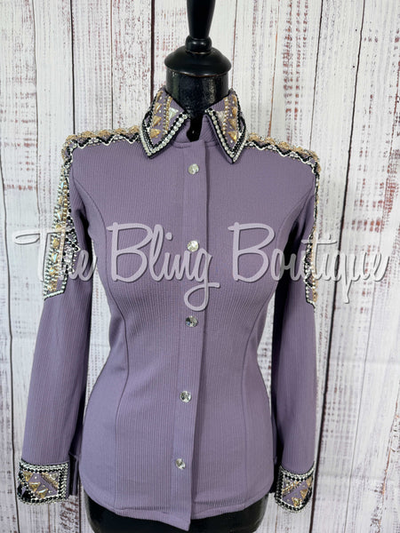 Light Purple, Tan, White & Black Day Shirt Set (XS/S)
