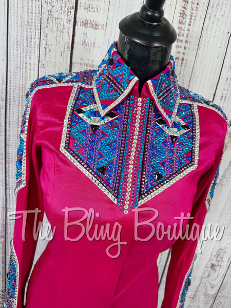 Fuchsia, Royal, Turquoise & Purple Day Shirt Set (Small)