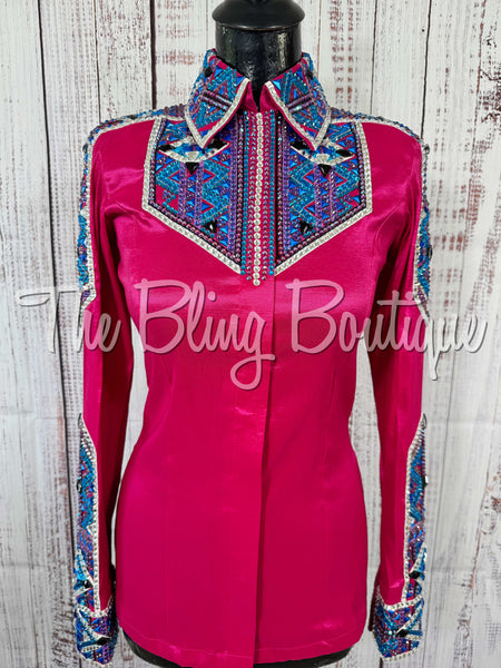 Fuchsia, Royal, Turquoise & Purple Day Shirt Set (Small)