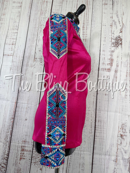 Fuchsia, Royal, Turquoise & Purple Day Shirt Set (Small)