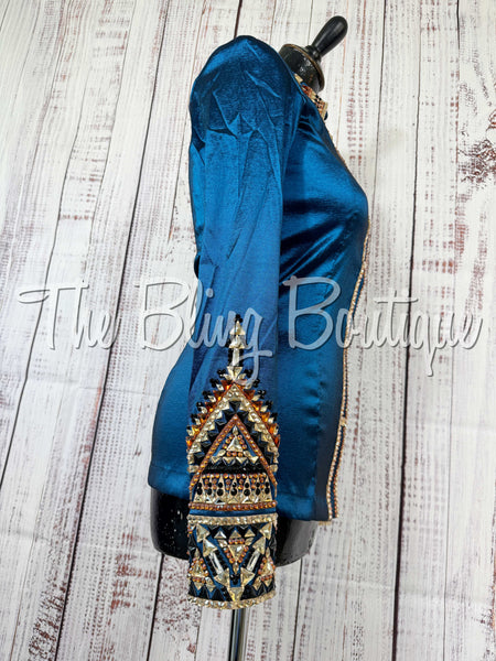 Dark Ocean Blue, Tan, Copper & Black Day Shirt Set (Small)