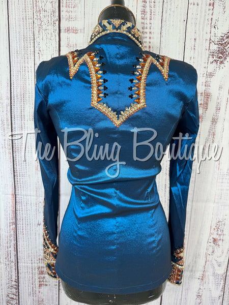 Dark Ocean Blue, Tan, Copper & Black Day Shirt Set (Small)