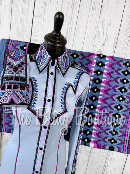 Ice Blue, Berry, Purple & Periwinkle Day Shirt Set (Small)
