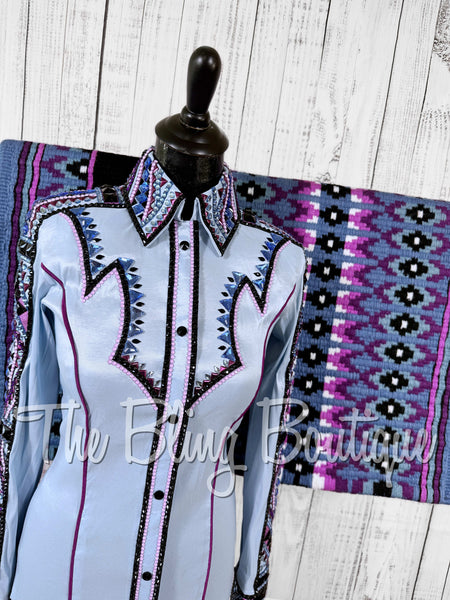 Ice Blue, Berry, Purple & Periwinkle Day Shirt Set (Small)