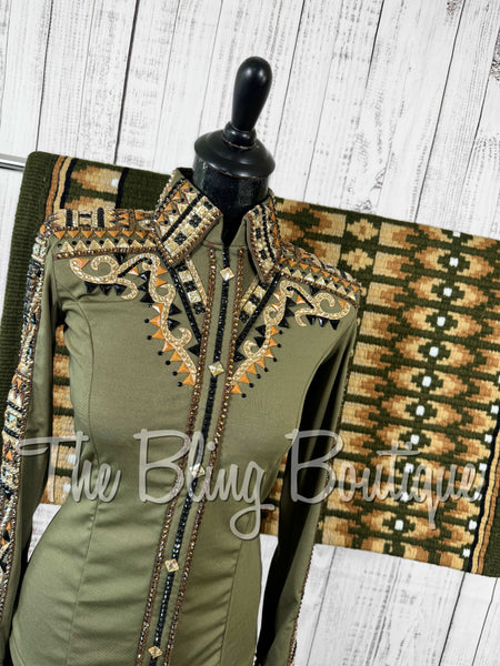 Olive Green, Brown, Buckskin, Tan & Black Day Shirt Set (Small)