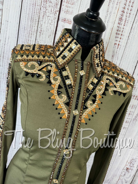 Olive Green, Brown, Buckskin, Tan & Black Day Shirt Set (Small)