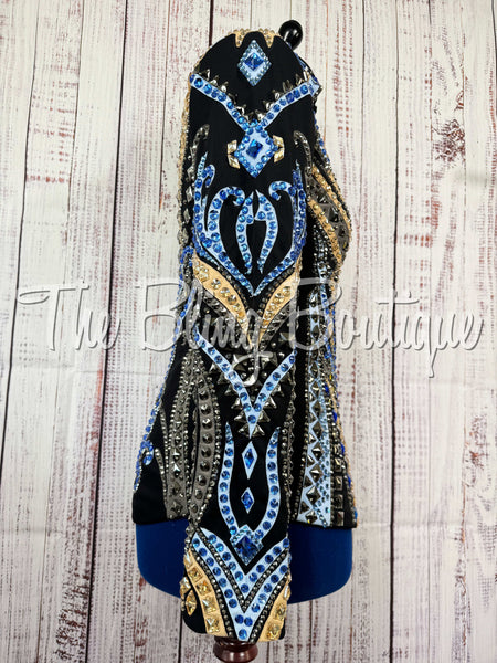 Black, Tan, Charcoal & Cornflower Blue Showmanship Jacket (Large)