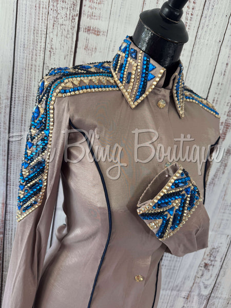 RE-ORDER Mocha & Blue Day Shirt Set (Choose Your Size)