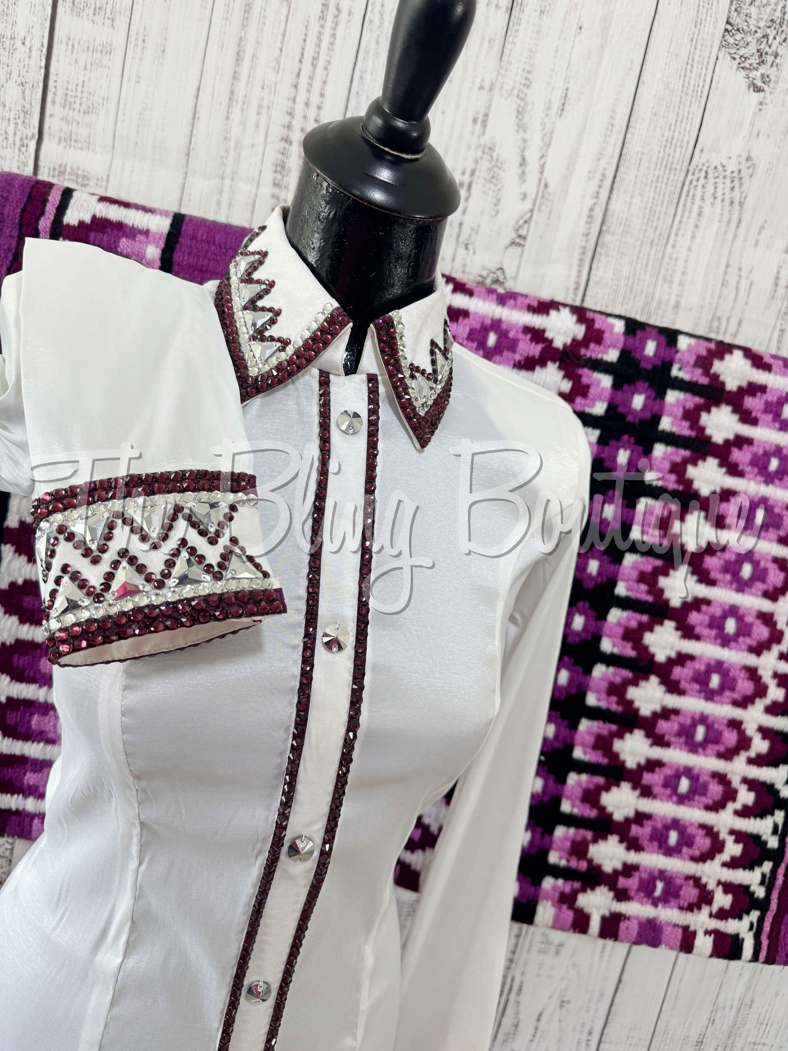 White & Plum Day Shirt Set (S)