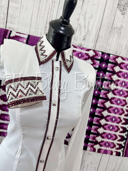 White & Plum Day Shirt Set (S)