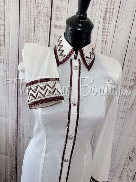 White & Plum Day Shirt Set (S)