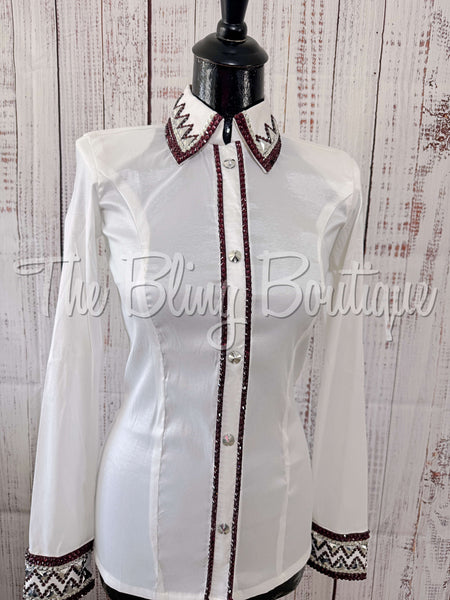 White & Plum Day Shirt Set (S)