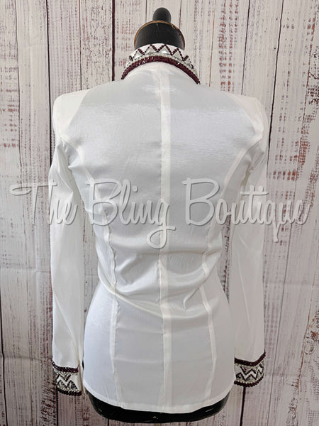 White & Plum Day Shirt Set (S)