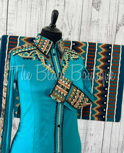 RE-ORDER Teal, Rust & Tan Day Shirt Set (Choose Your Size)