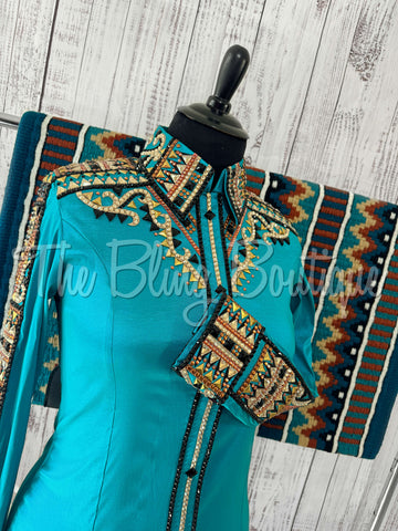 Teal, Rust & Tan Day Shirt Set (XL)