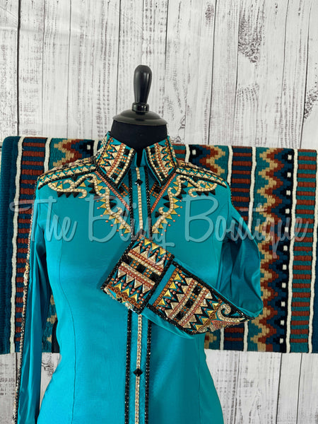 Teal, Rust & Tan Day Shirt Set (XL)