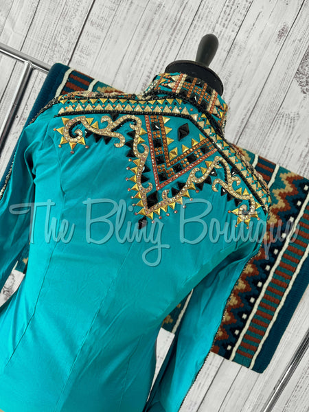 Teal, Rust & Tan Day Shirt Set (XL)