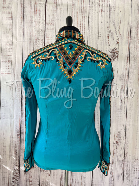 RE-ORDER Teal, Rust & Tan Day Shirt Set (Choose Your Size)