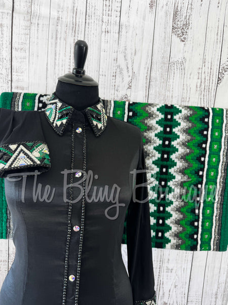 Black & Emerald Green Day Shirt Set (XL)