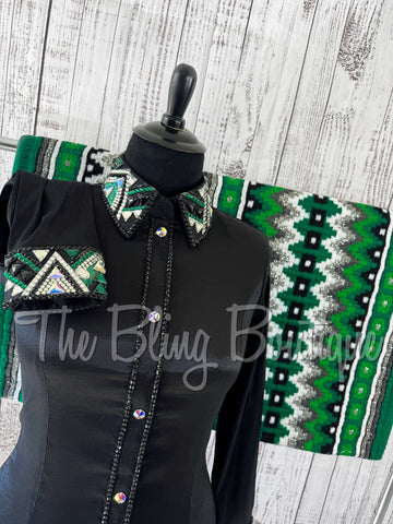 Black & Emerald Green Day Shirt Set (XL)