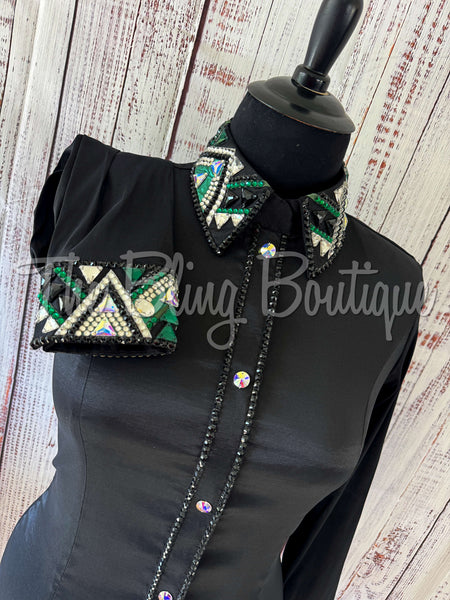 Black & Emerald Green Day Shirt Set (XL)