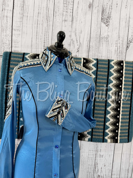 Smokey Blue, Gunmetal & White Day Shirt Set (M)