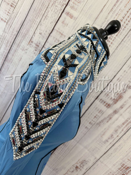 Smokey Blue, Gunmetal & White Day Shirt Set (M)