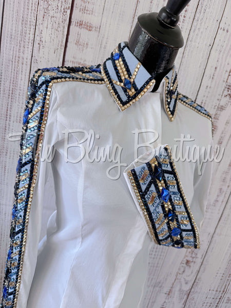 White, Periwinkle & Tan Day Shirt Set (XS/S)