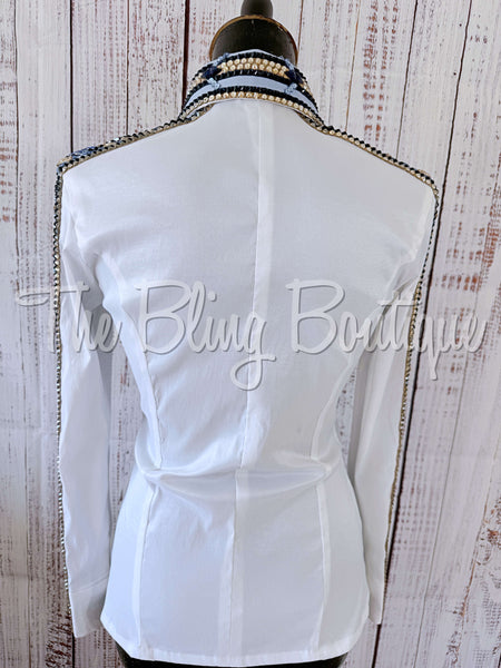 RE-ORDER White, Periwinkle, Navy & Tan Day Shirt Set (Choose Your Size)