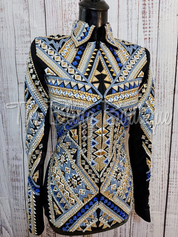 RE-ORDER Black, Light Blue & Tan Showmanship Jacket (Choose Your Size)