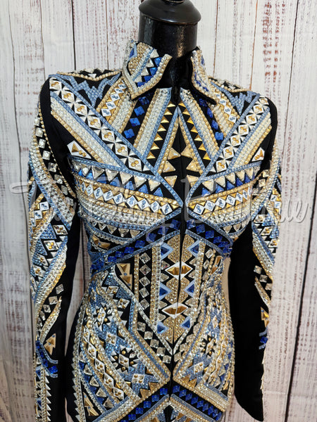 RE-ORDER Black, Light Blue & Tan Showmanship Jacket (Choose Your Size)