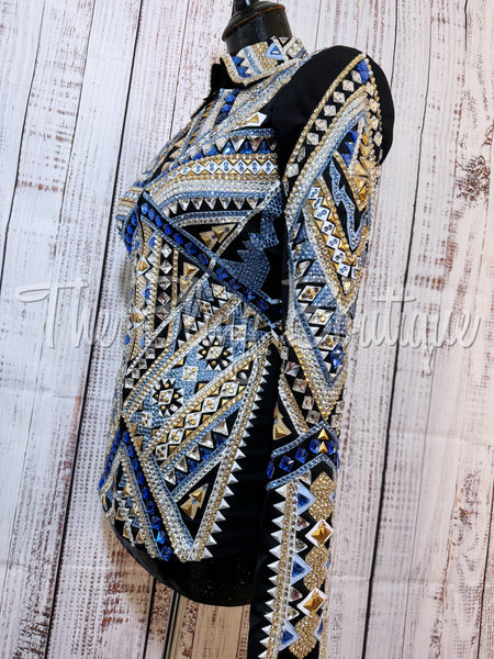 RE-ORDER Black, Light Blue & Tan Showmanship Jacket (Choose Your Size)