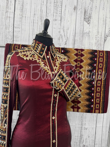 RE-ORDER Burgundy, Rust & Tan Day Shirt Set (Choose Your Size)