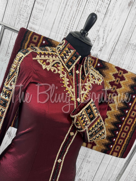 RE-ORDER Burgundy, Rust & Tan Day Shirt Set (Choose Your Size)