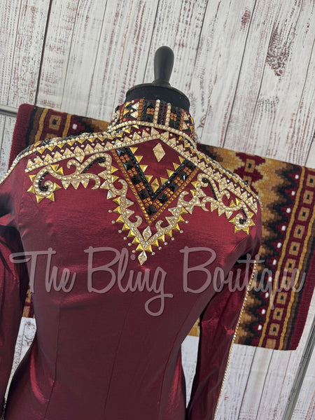 RE-ORDER Burgundy, Rust & Tan Day Shirt Set (Choose Your Size)