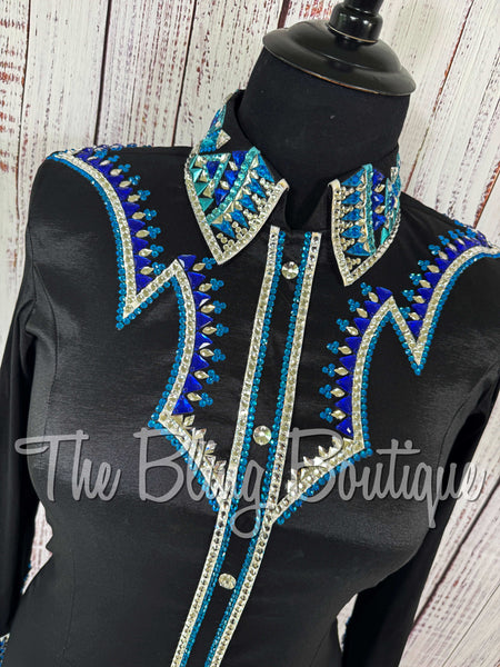 Black, Turquoise & Royal Blue Day Shirt Set (XL)