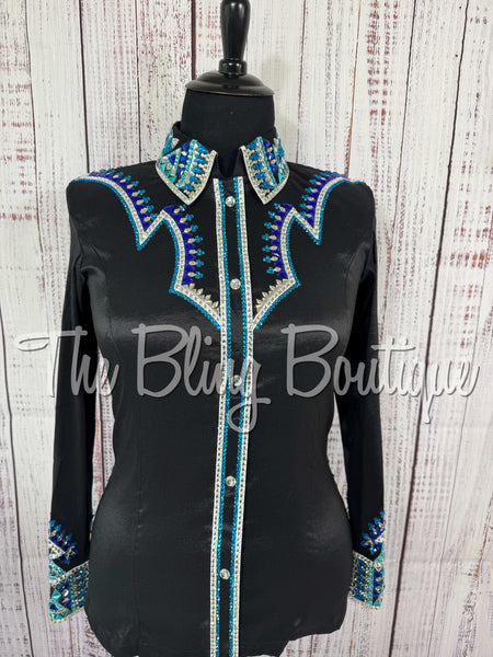 Black, Turquoise & Royal Blue Day Shirt Set (XL)